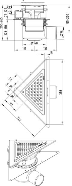 Line Drawing - Drain-Sheet membrane-Triangular