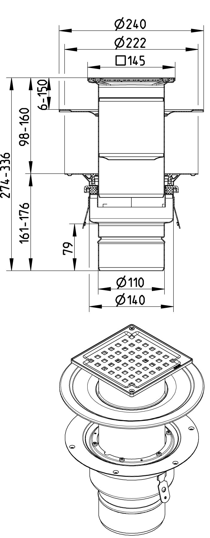 Line Drawing - Drain-2 membranes-145