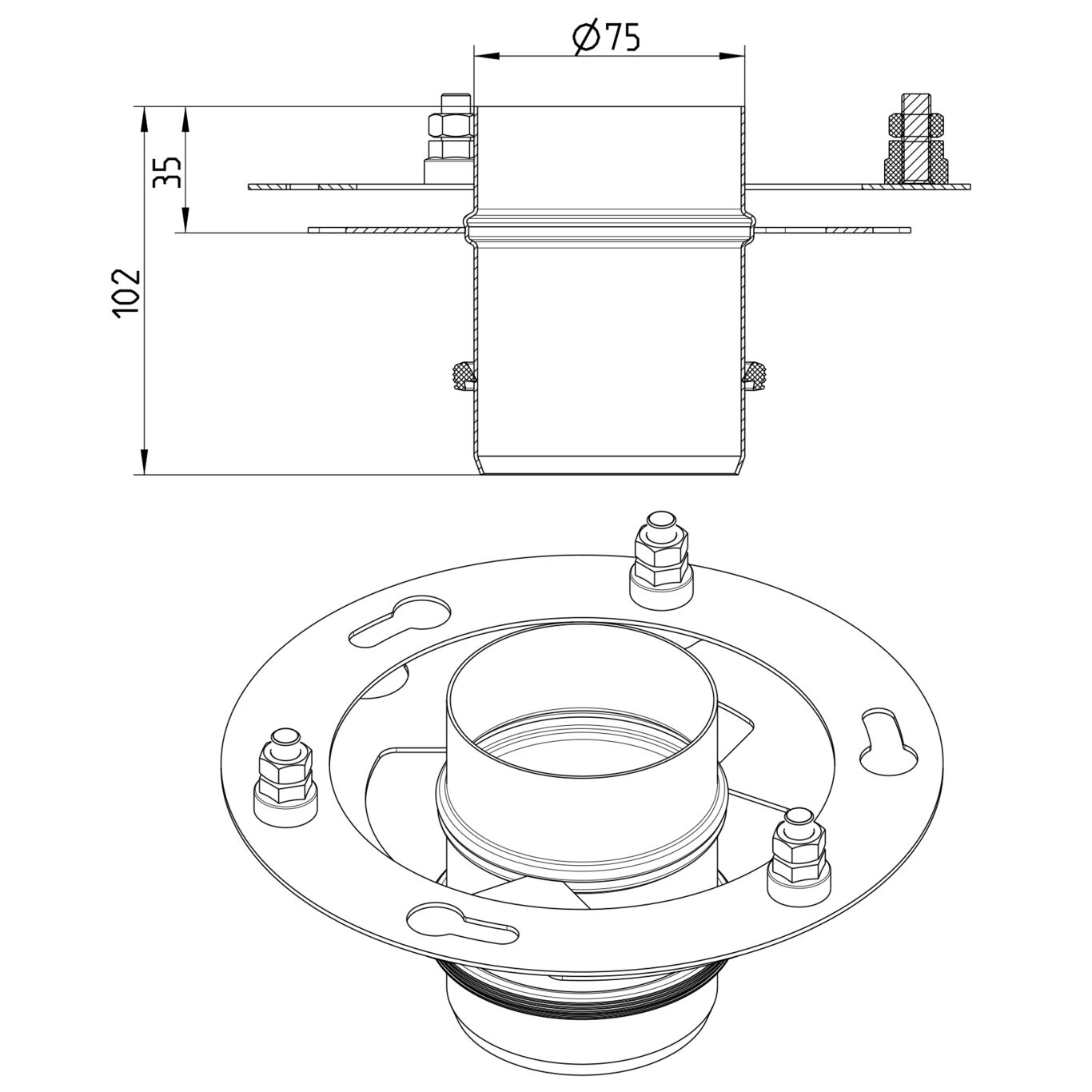 Line Drawing - Roof-stand pipe