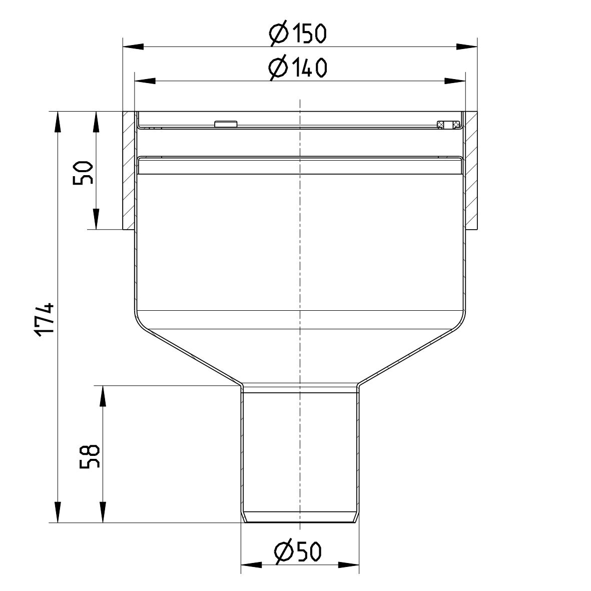 Line Drawing - Marine-lower part-welding sleeve-steel