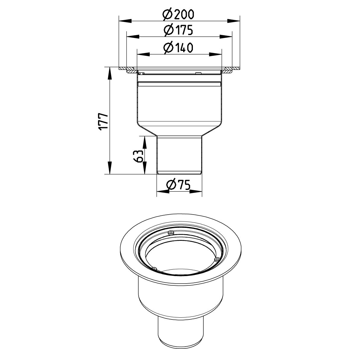 Line Drawing - Marine-lower part-bimetal flange-aluminium