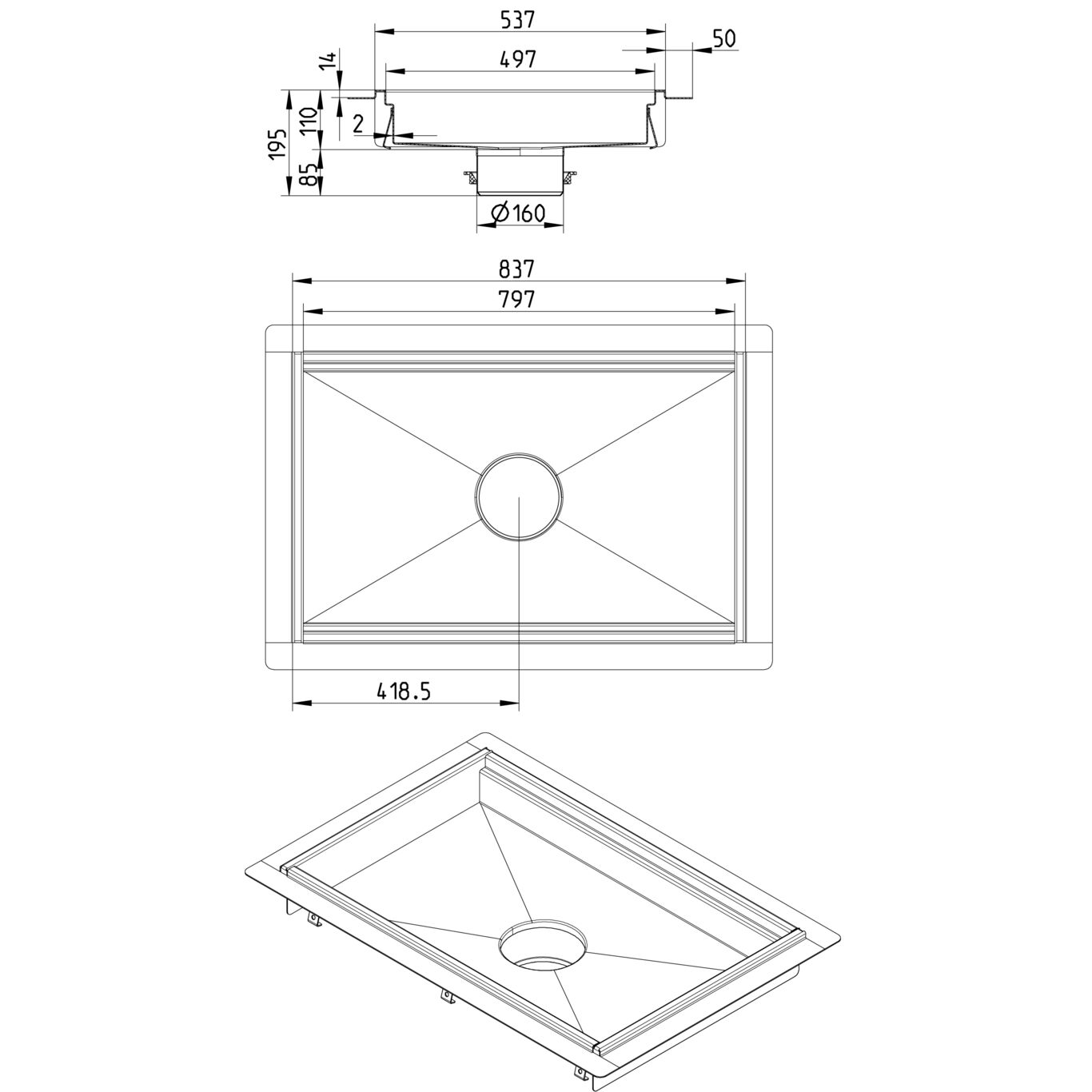 Line Drawing - Kitchen channel-Liquid membrane