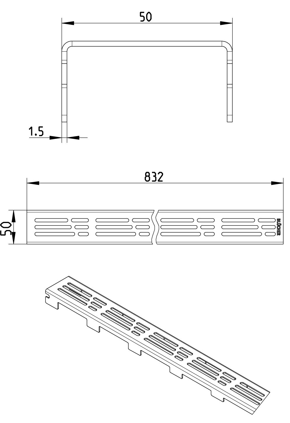 Line Drawing - Grating-WaterLine channel