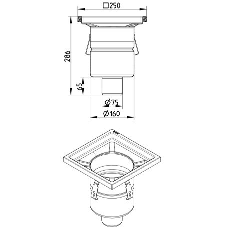 Line Drawing - Drain-No membrane-250