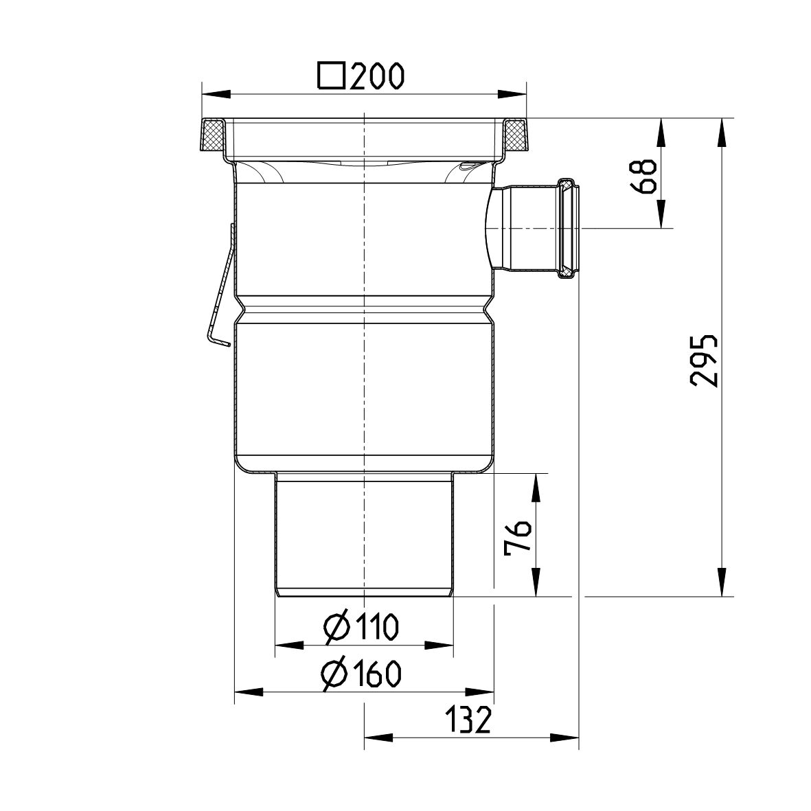 Line Drawing - Drain-No membrane-200