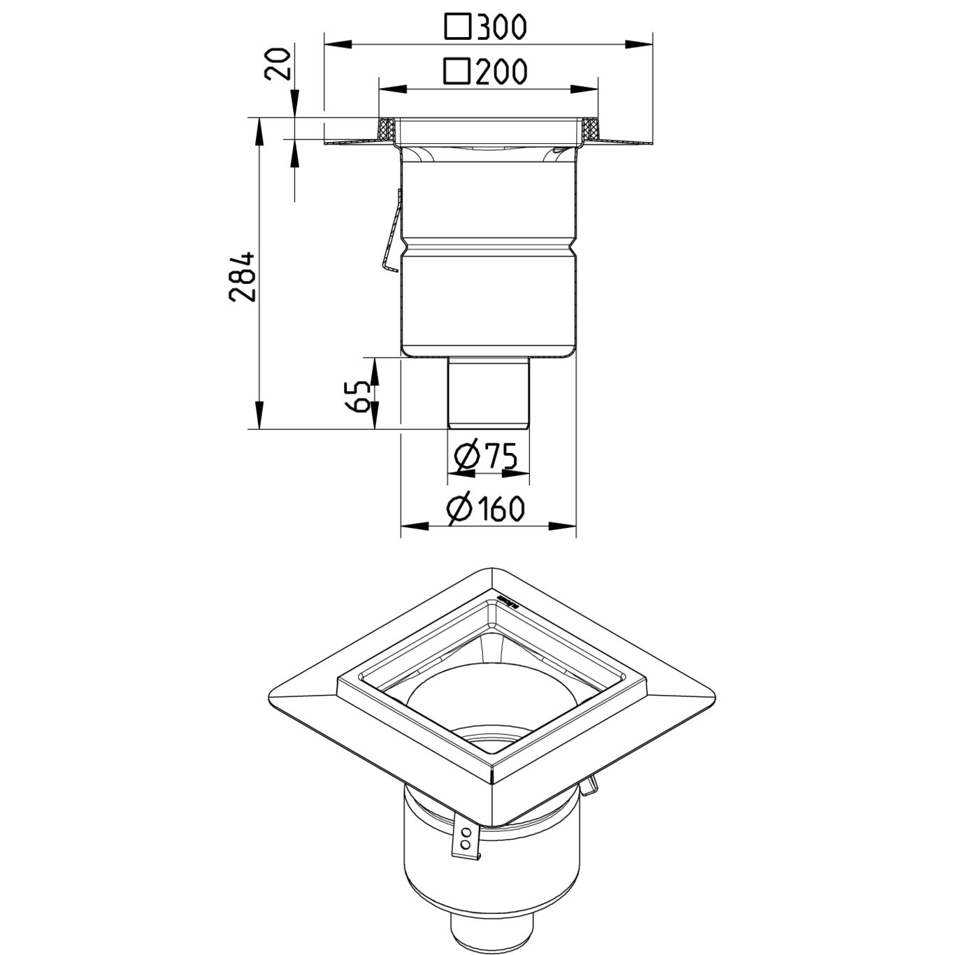 Line Drawing - Drain-Liquid membrane-200