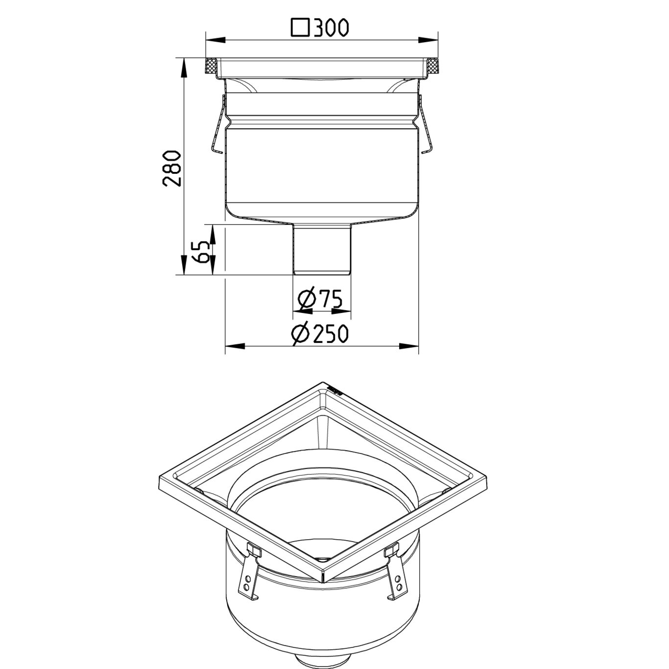 Line Drawing - Drain-No membrane-300