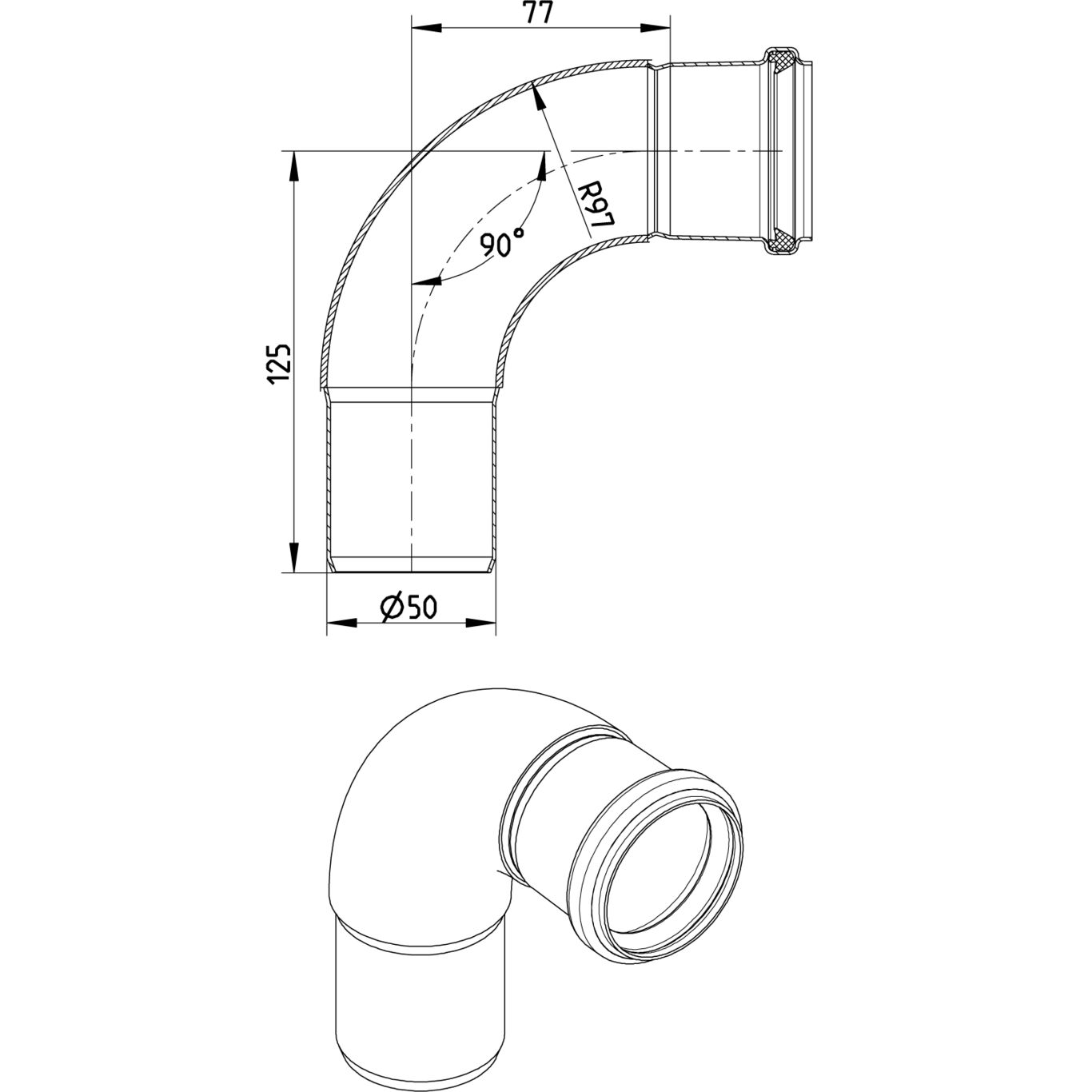 Line Drawing - Bend-87.5-large radius