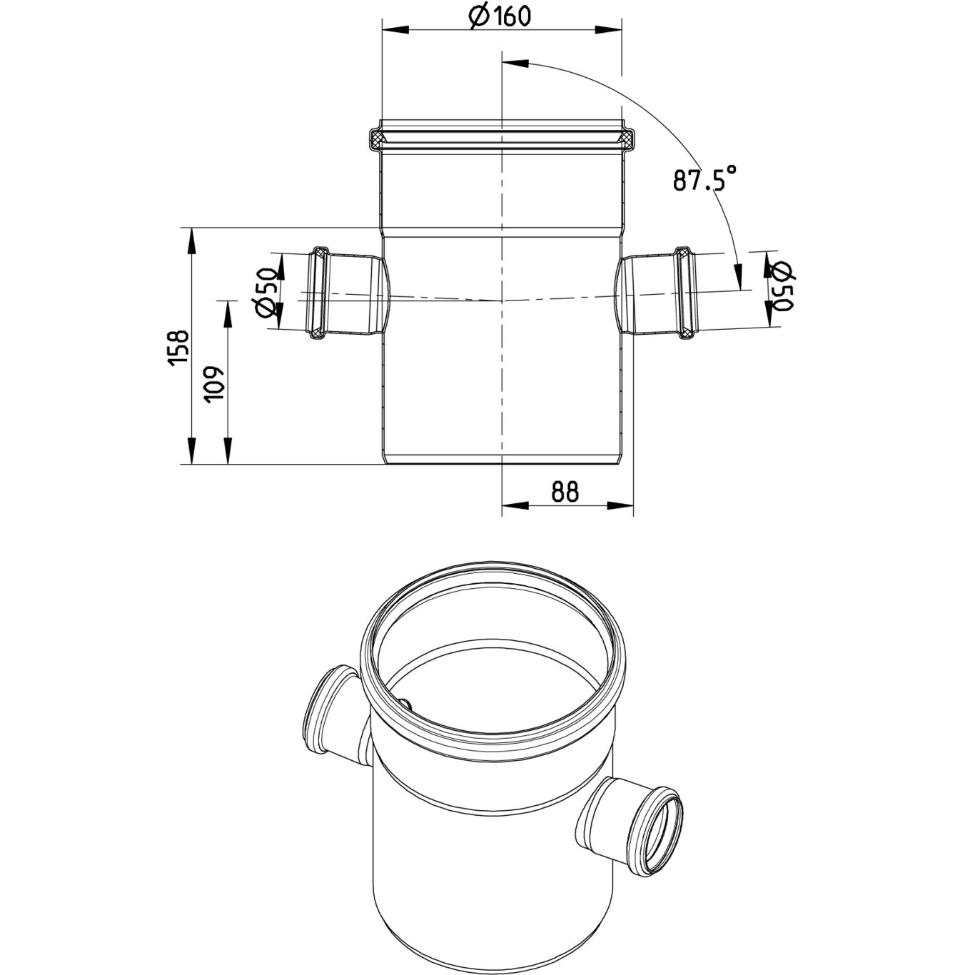 Line Drawing - Double branch-87.5-180