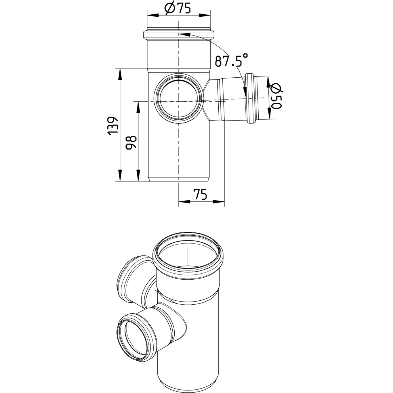 Line Drawing - Double branch-87.5-90