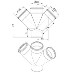 Line Drawing - Double branch-45-180