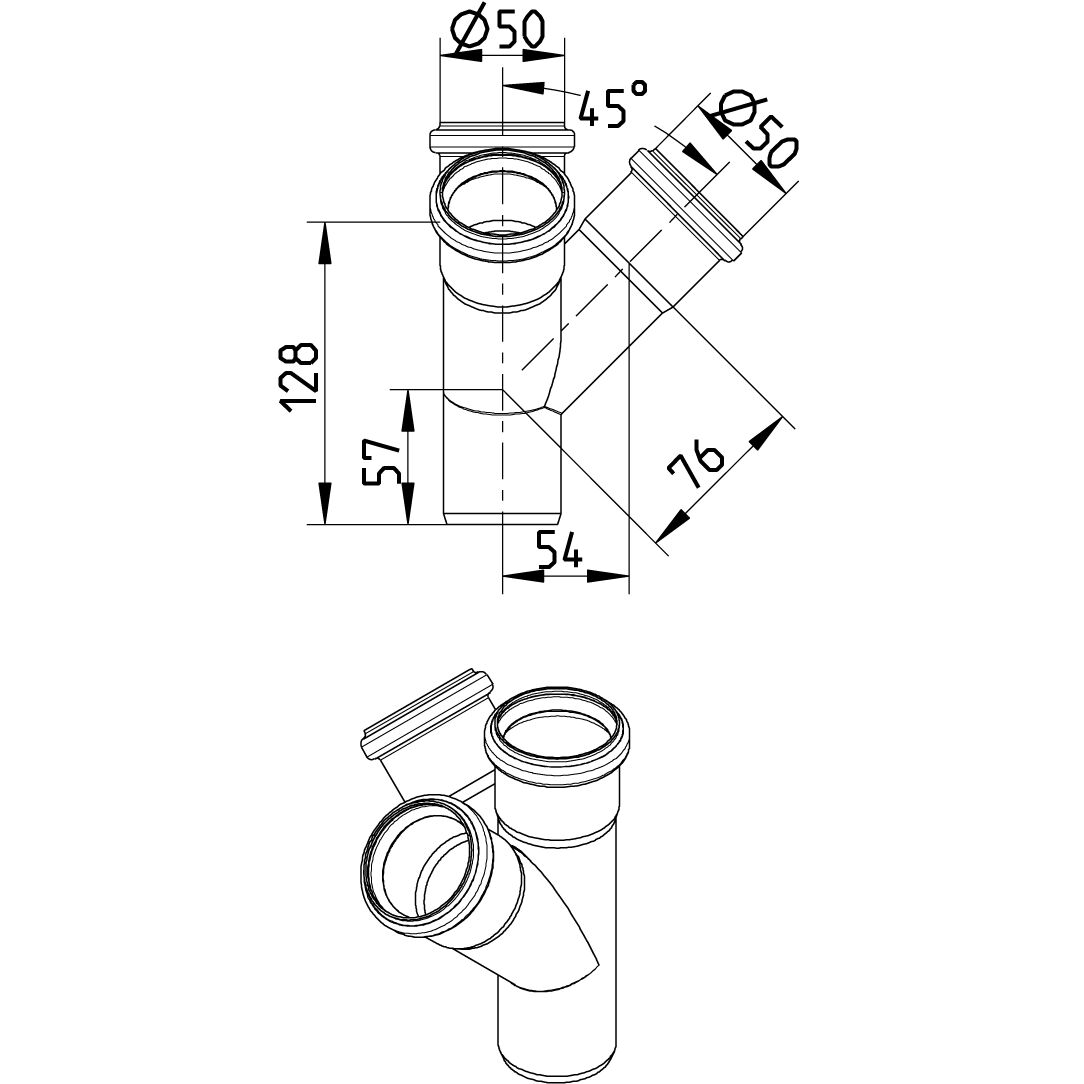 Line Drawing - Double branch-45-90