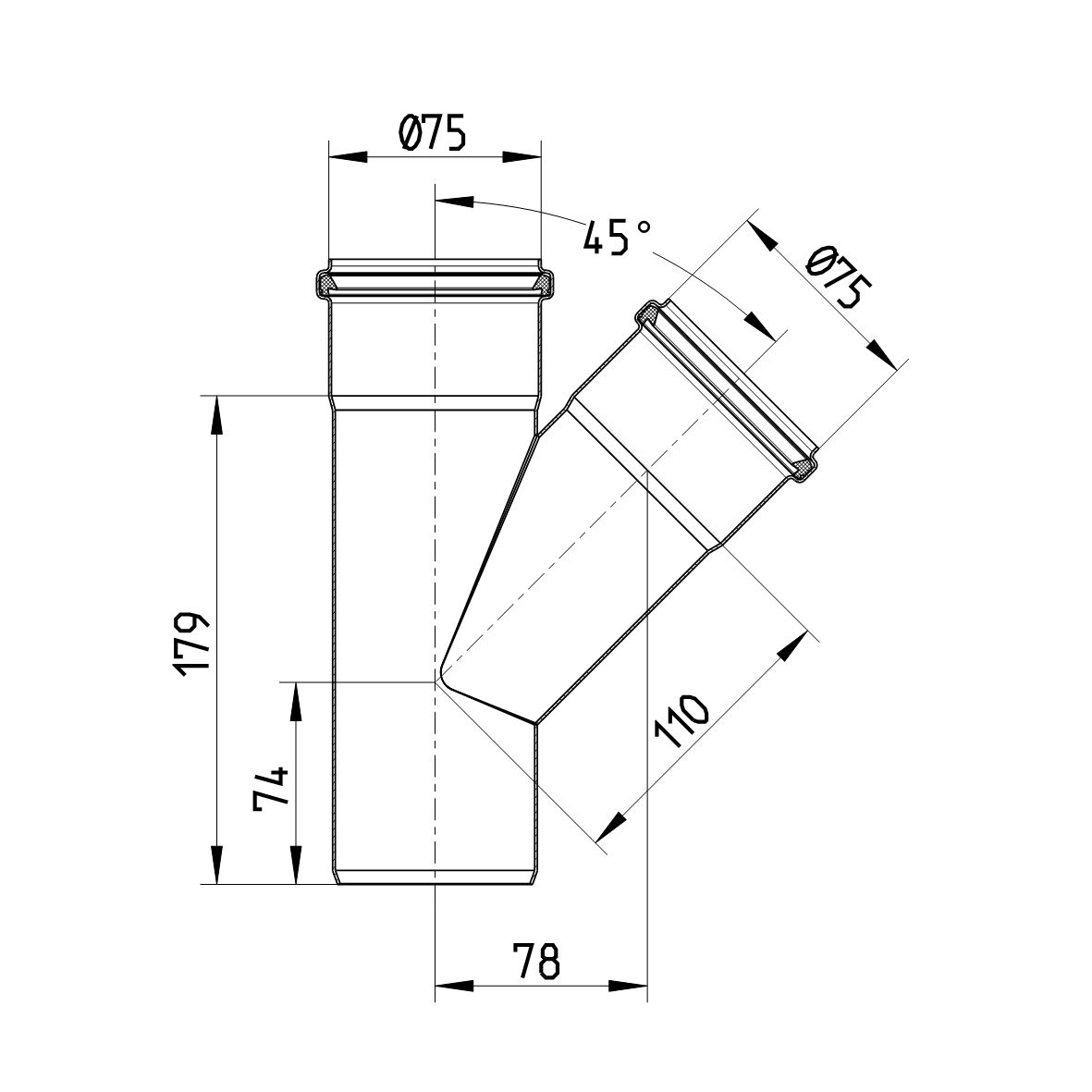 Line Drawing - Double branch-45-90