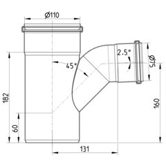 Line Drawing - Swept branch-87.5-long bend