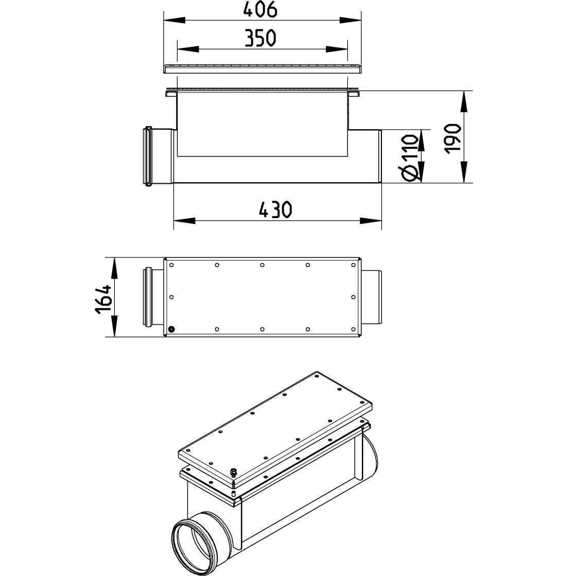 Line Drawing - Straight pipe-access-horizontal