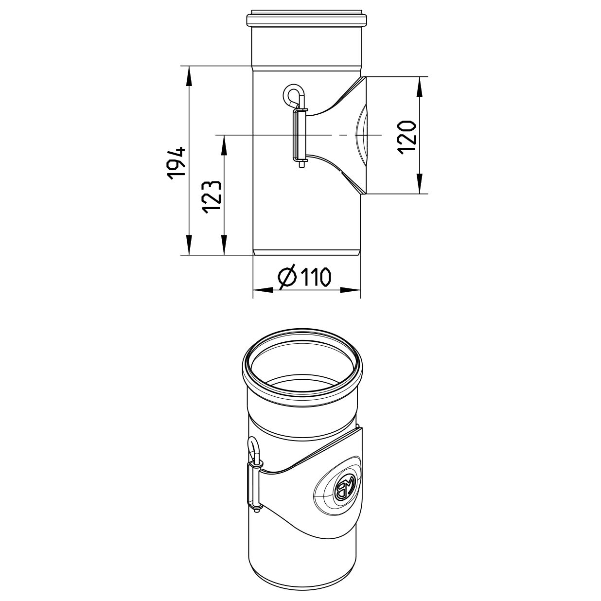 Line Drawing - Straight pipe-access