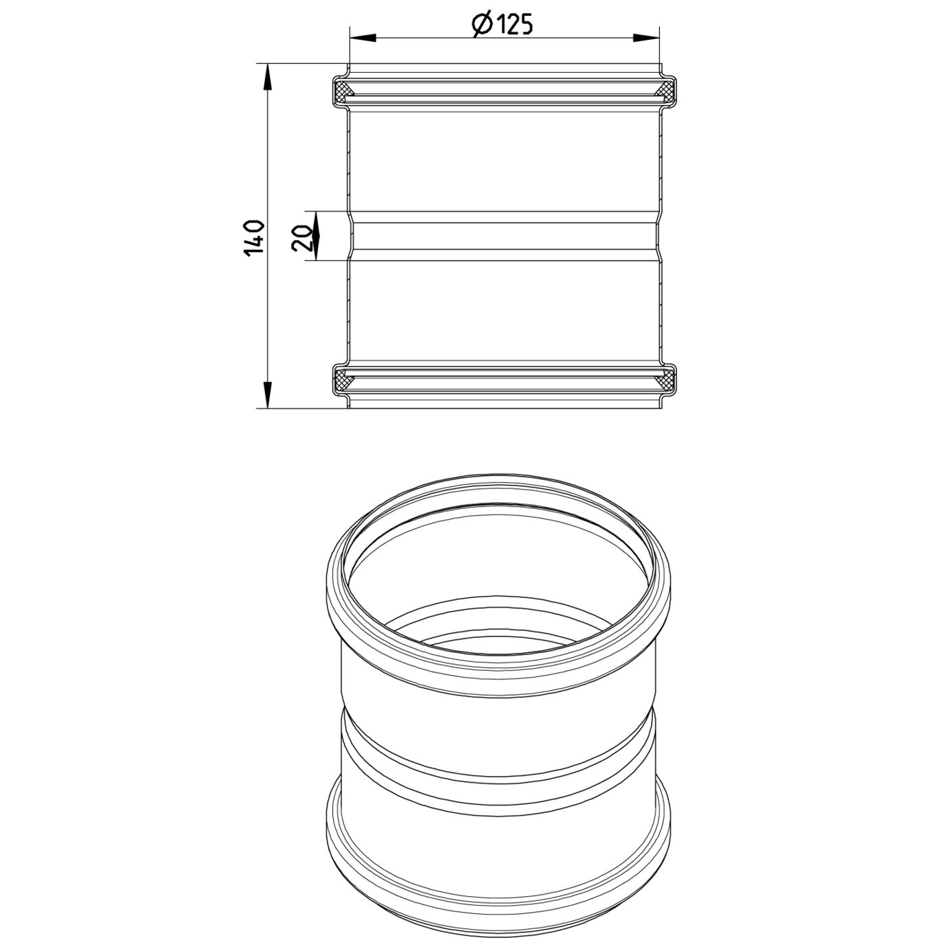 Line Drawing - Double coupling