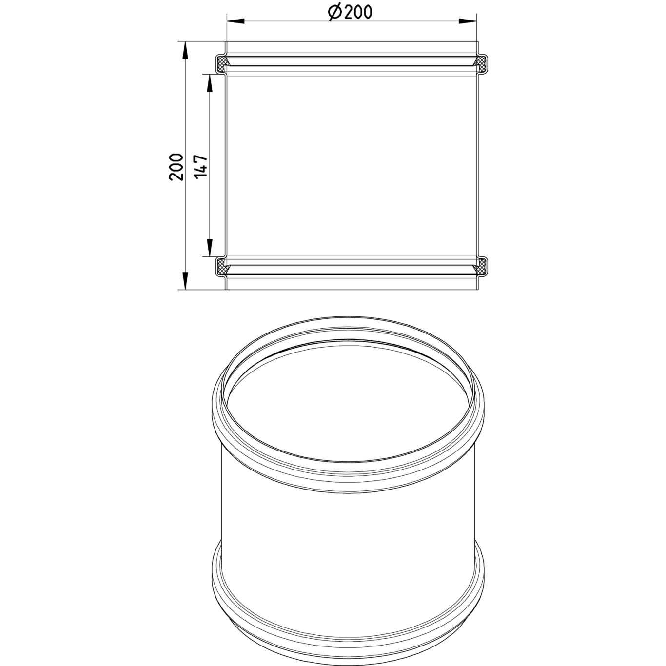 Line Drawing - Double slip coupling