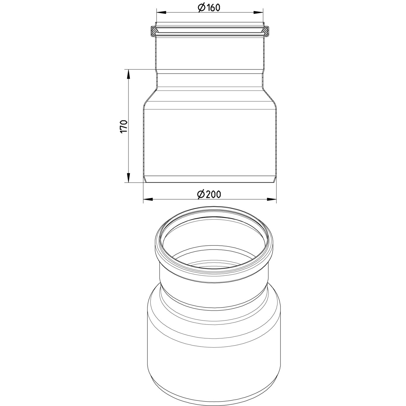 Line Drawing - Increaser-concentric