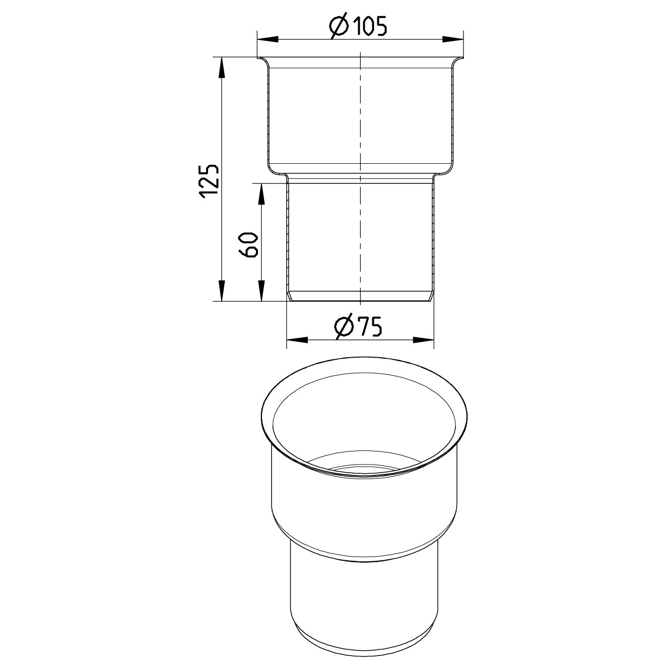 Line Drawing - Adaptor-clay-PVC-cast iron