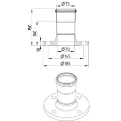 Line Drawing - Adaptor-flange-DIN