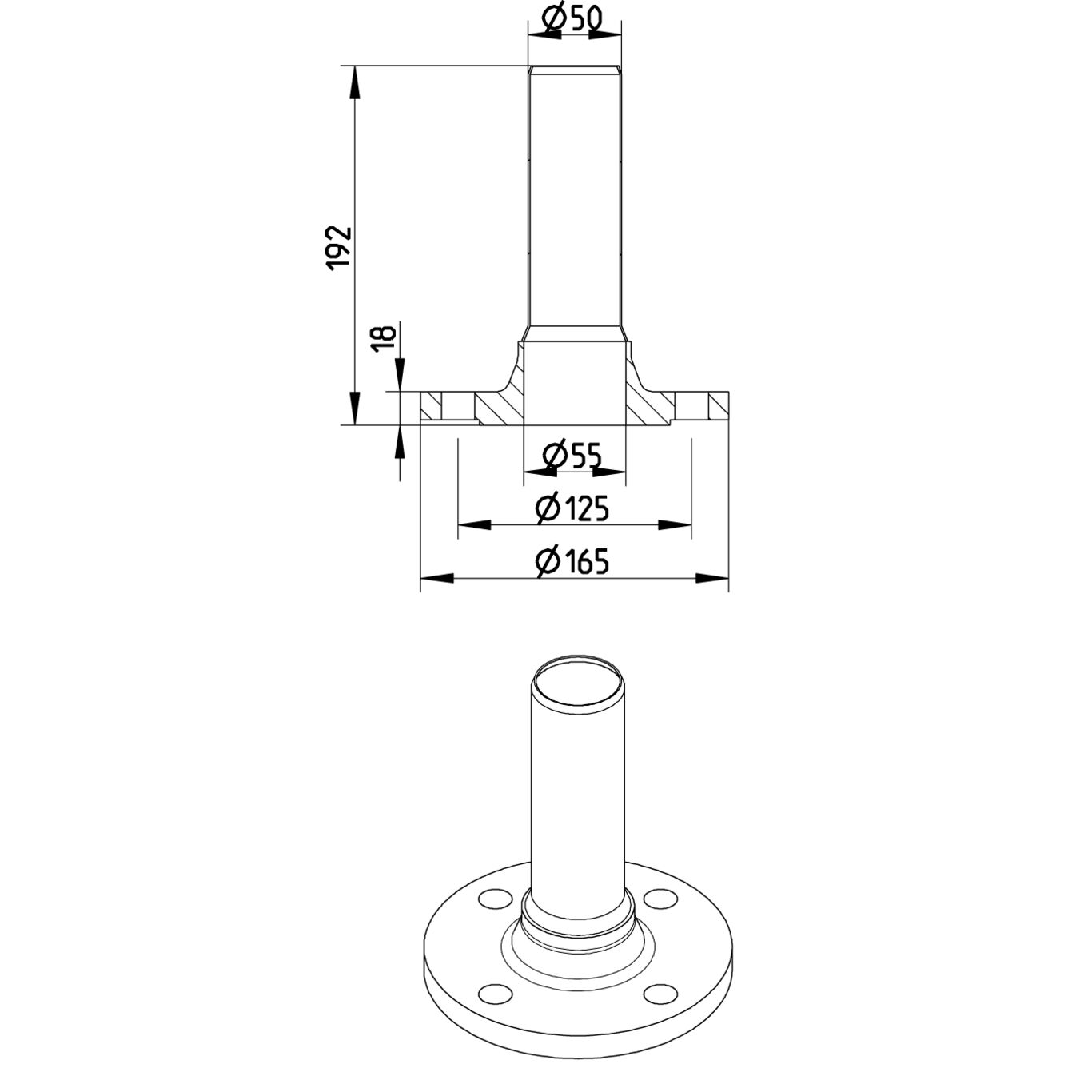 Line Drawing - Adaptor-flange-DIN