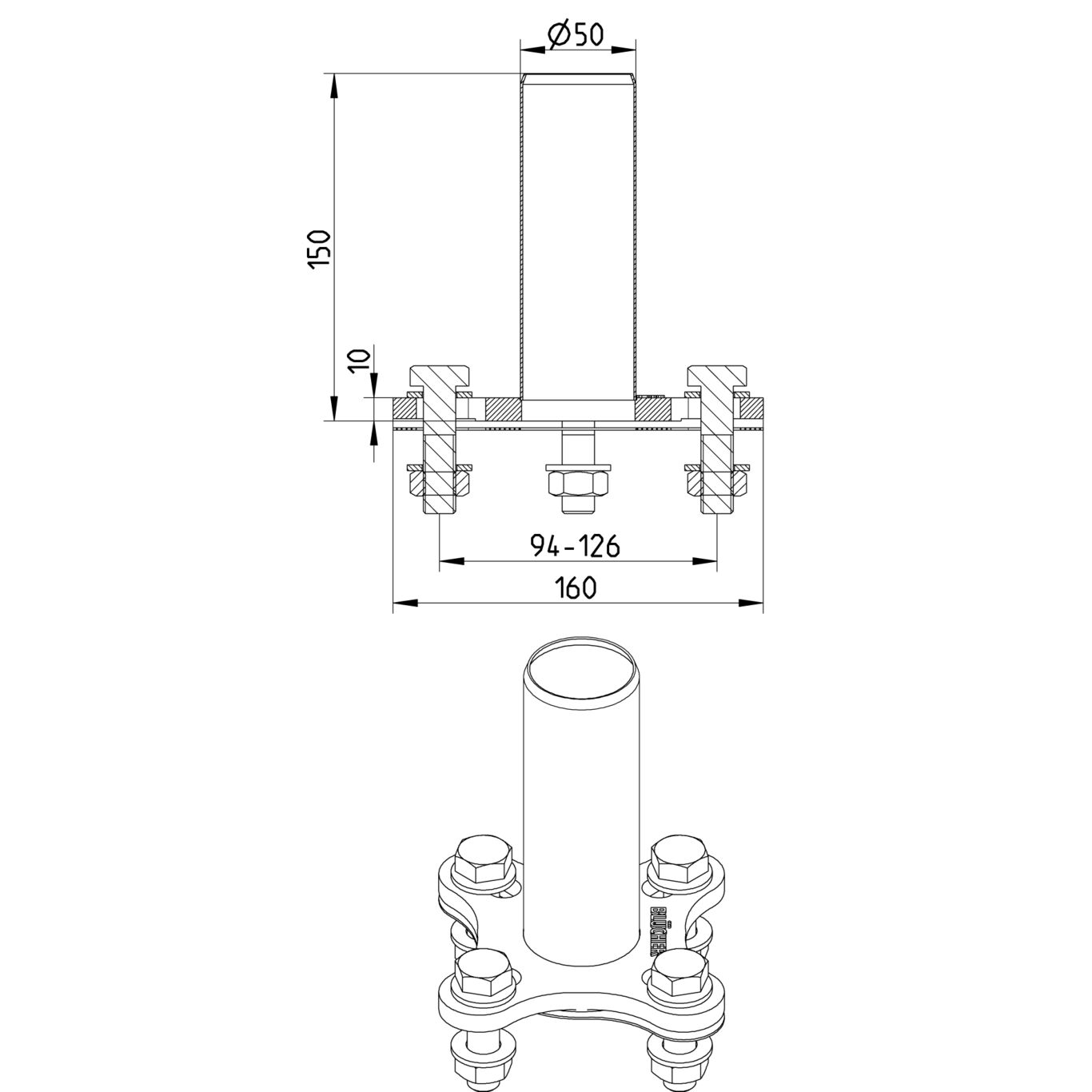 Line Drawing - Adaptor-flange-univeral