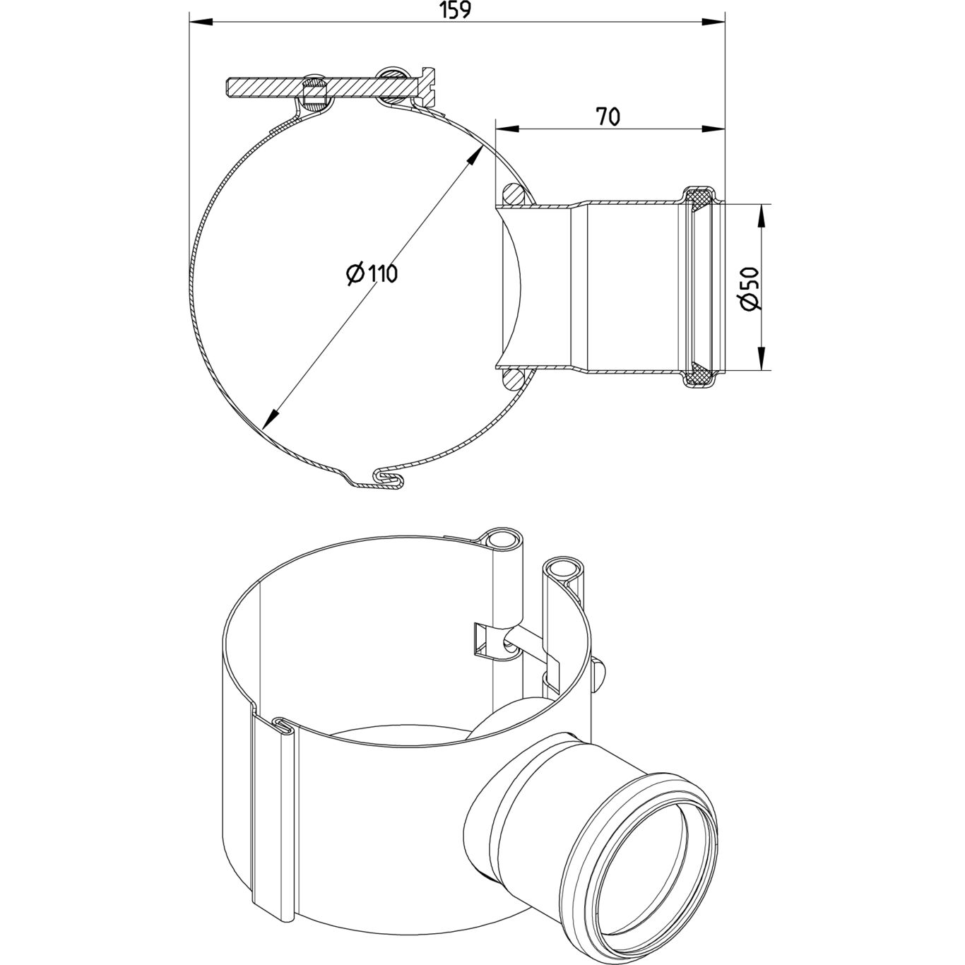 Line Drawing - Saddle clamp