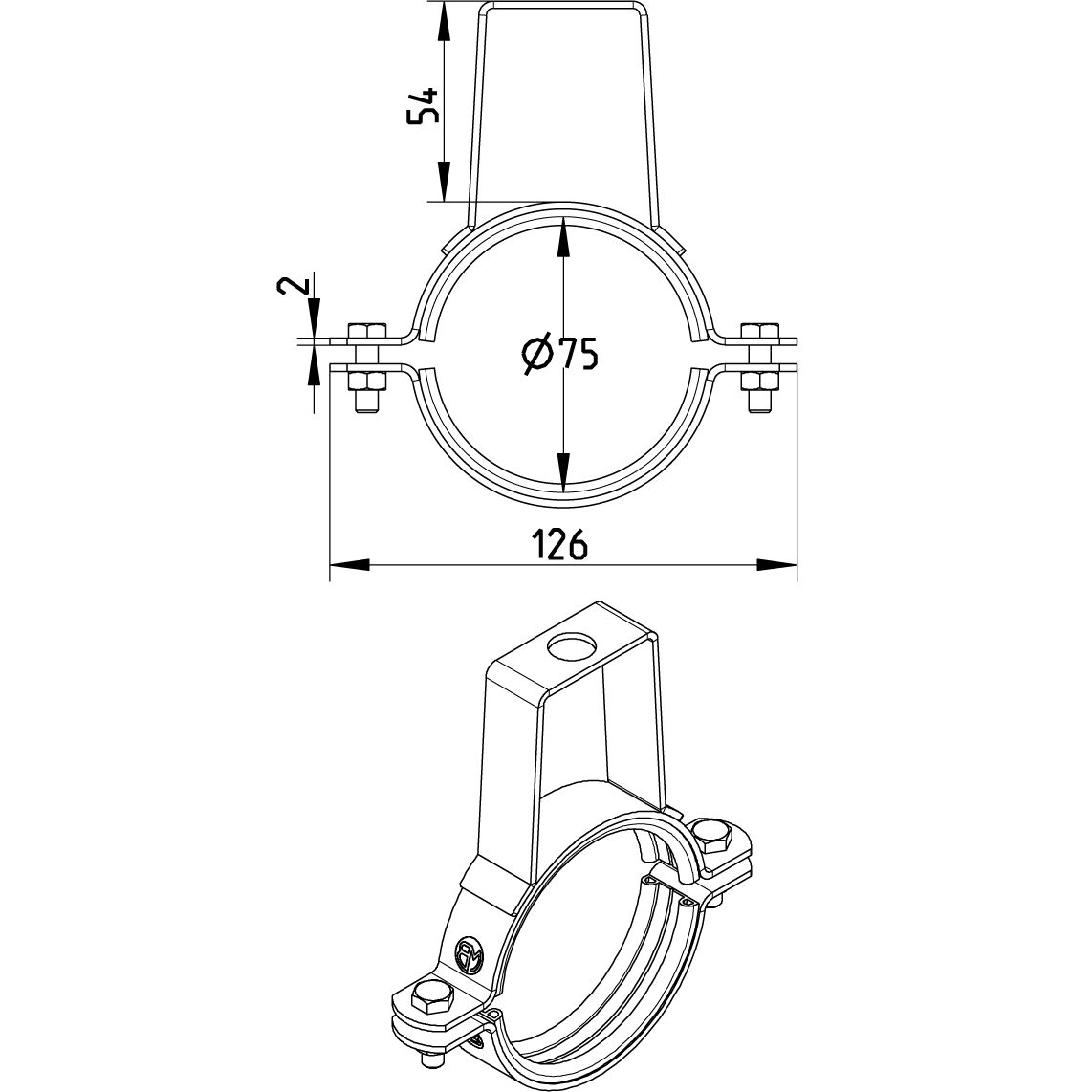 Line Drawing - Pipe hanger-EPDM-bracket