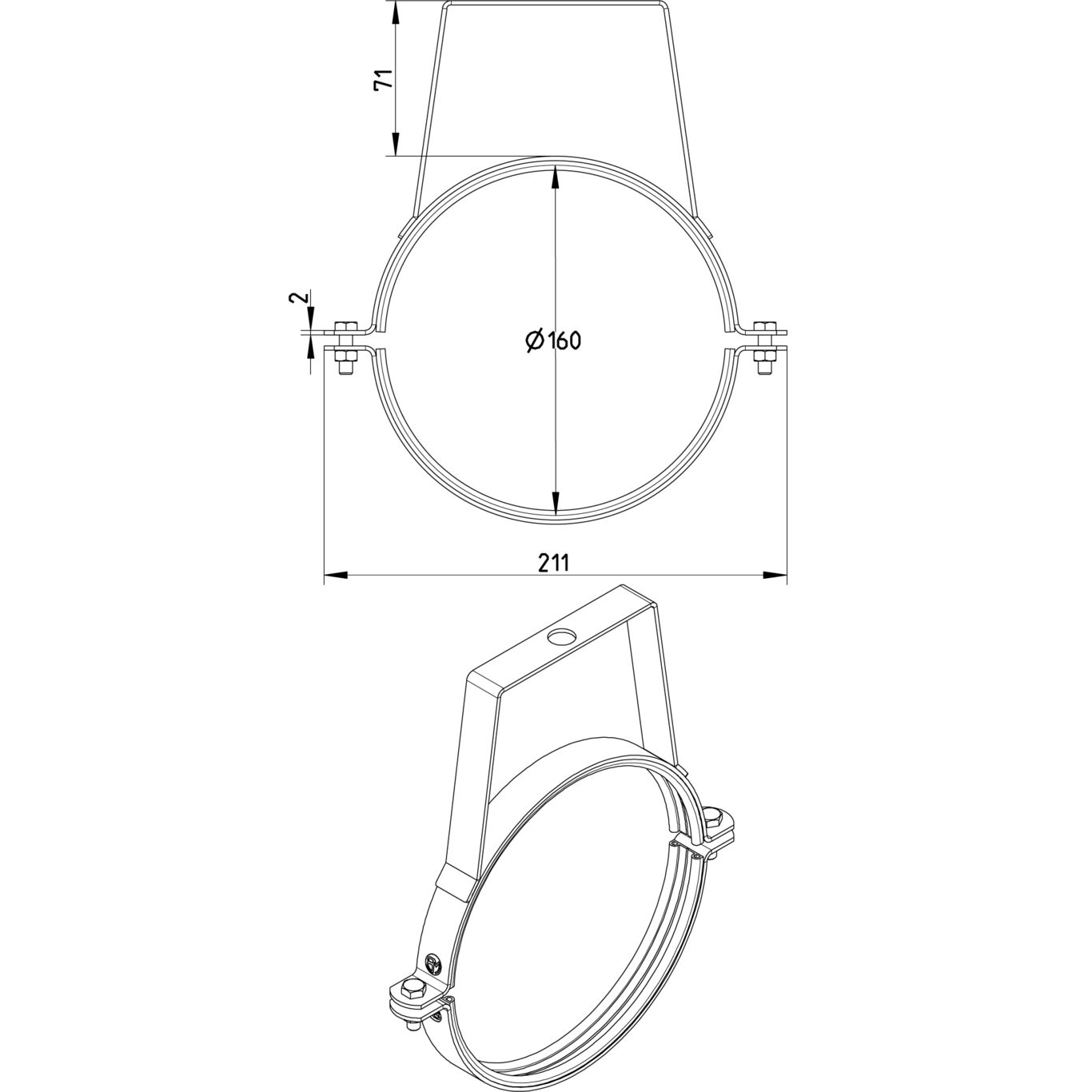 Line Drawing - Pipe hanger-EPDM-bracket