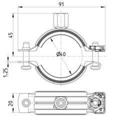 Line Drawing - Pipe hanger-EPDM-galvanized