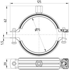 Line Drawing - Pipe hanger-EPDM-galvanized